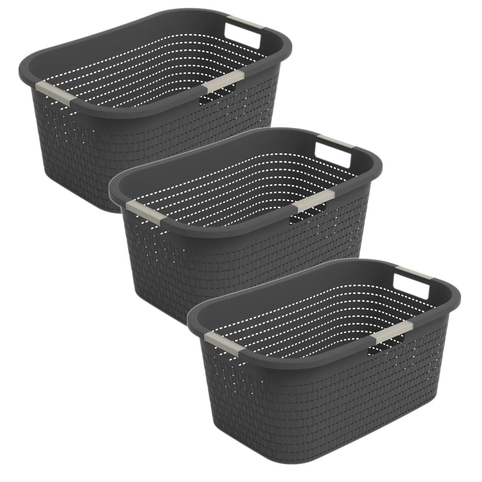 3er Set Country Wäschekorb 40l 3tlg.