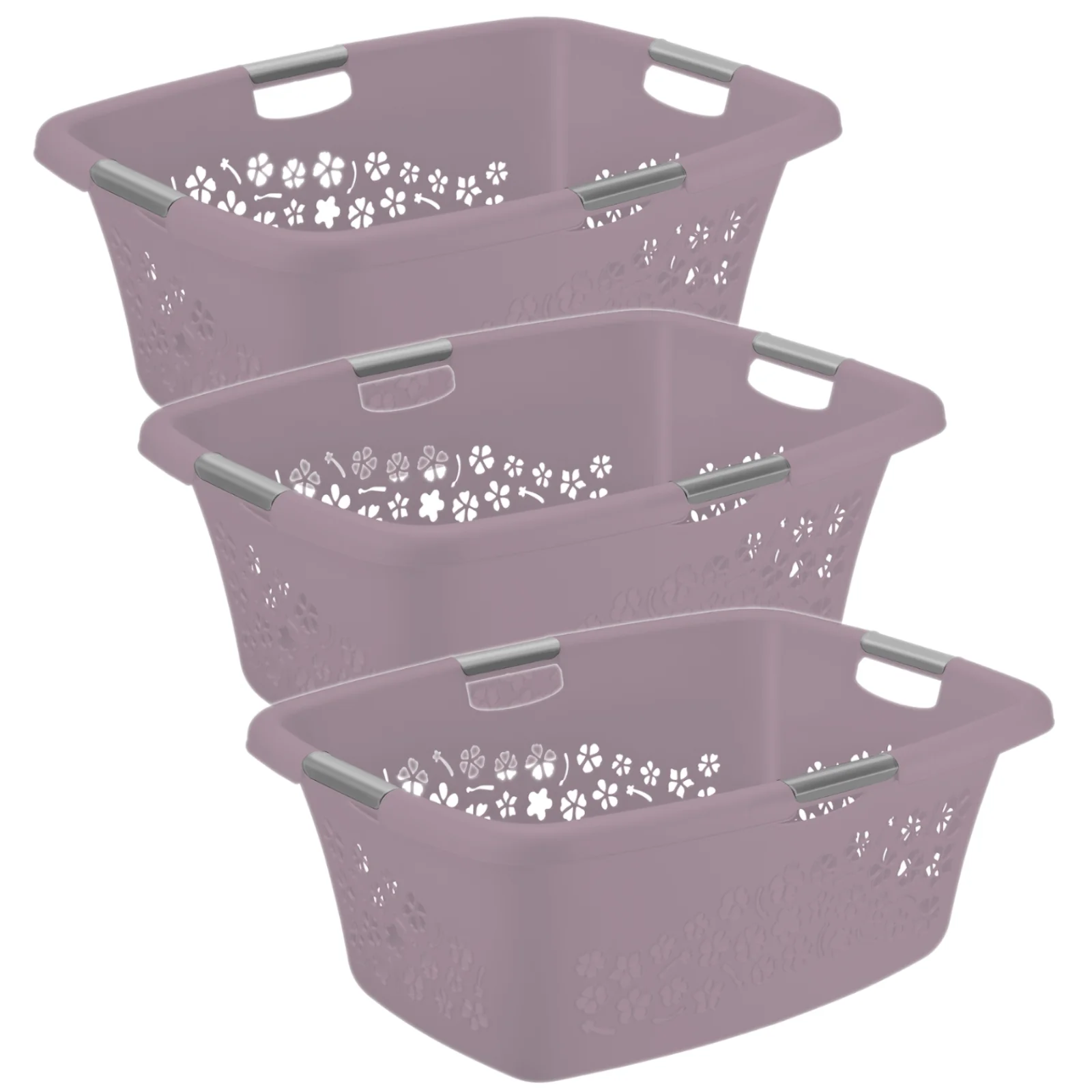 3er Set Wäschekorb 50 l FLOWERS
