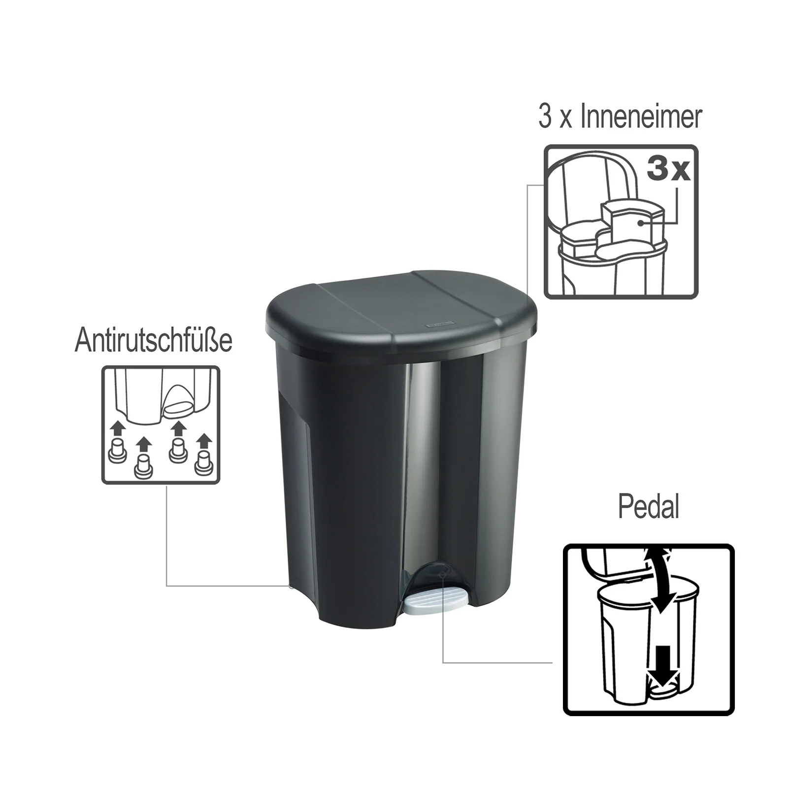 Abfalleimer 1 x 10 l, 2 x 15 l TRIO - Image 3