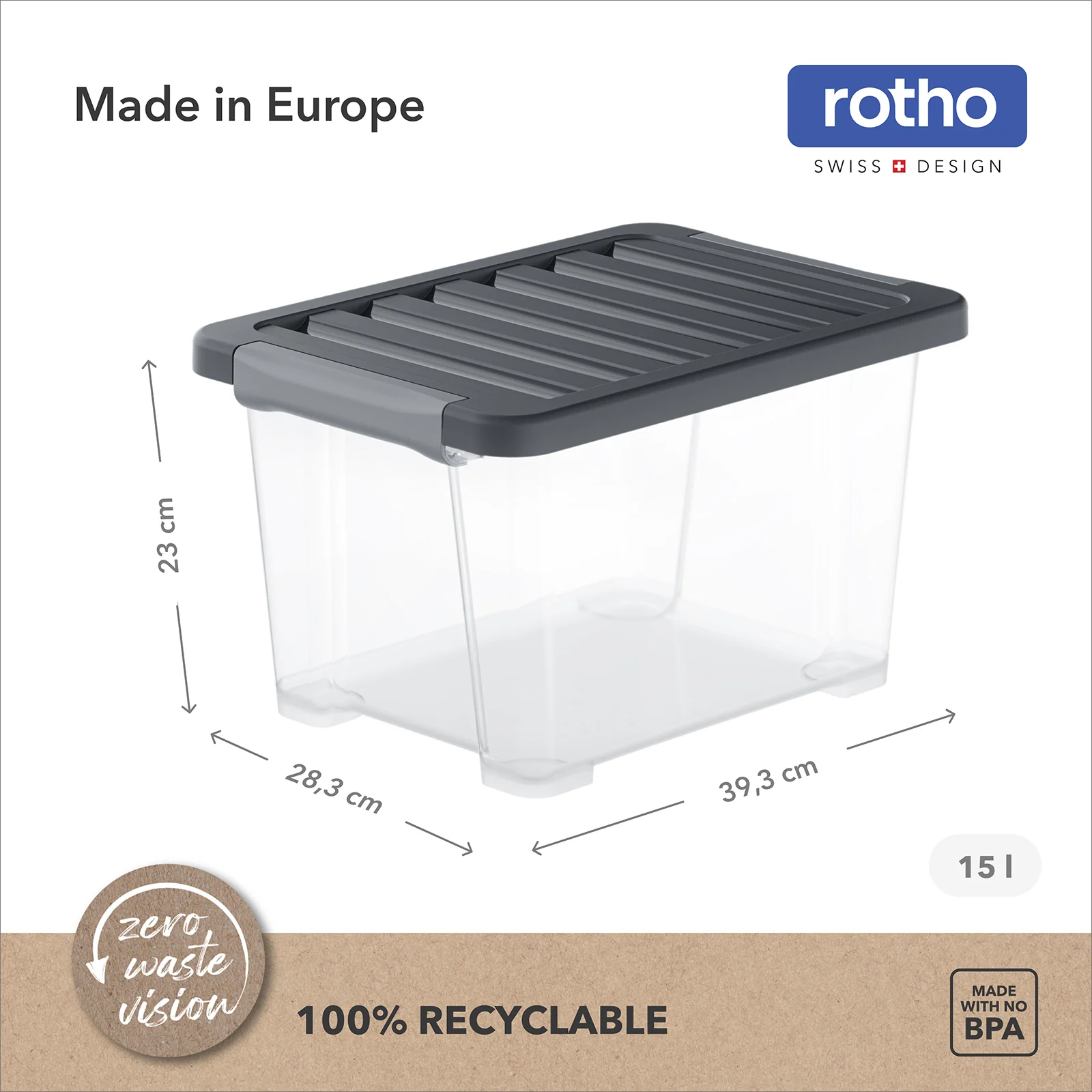 Boxen Set mit Deckel 15 l, 4 tlg. CORE PLUS - Image 4