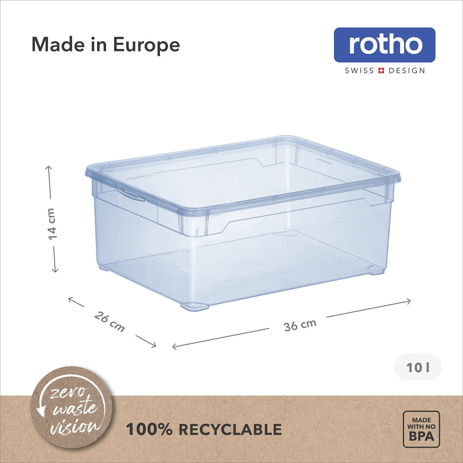 Set Aufbewahrungsbox 10 l 6.tlg CLEAR | Horizont blau transparent - Image 4