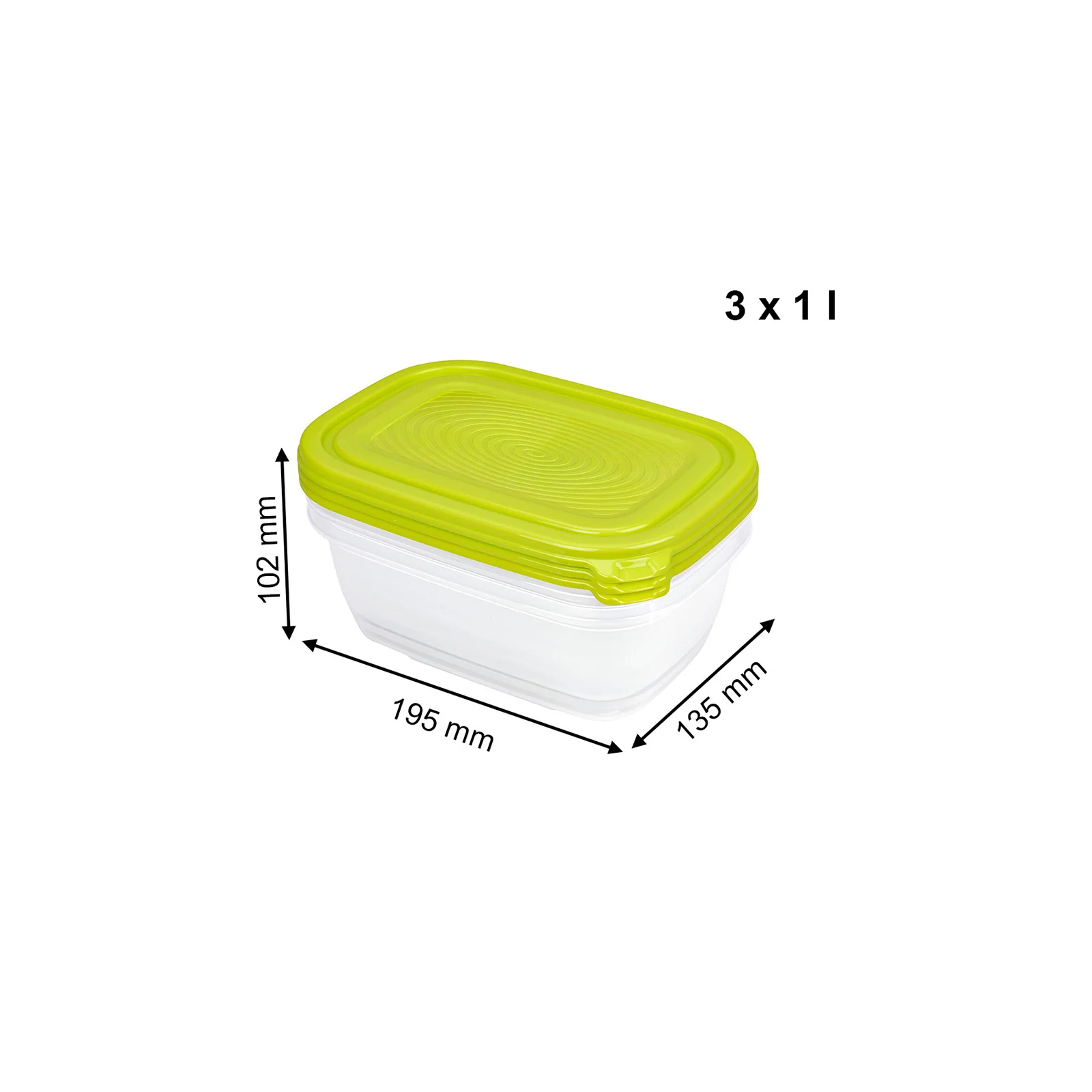 3er Set Kühlschrankdose 1 l SUNSHINE - Image 3