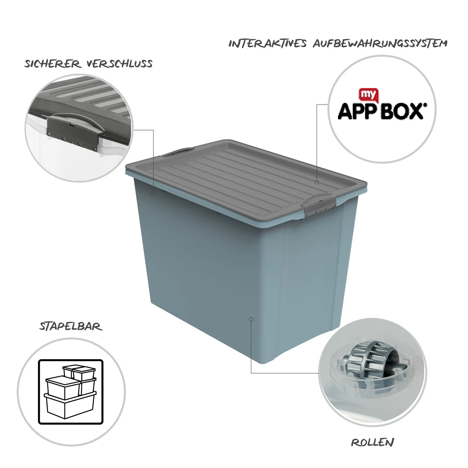 Stapelbox mit Rollen DIN A3, 70 l COMPACT ECO - Image 6